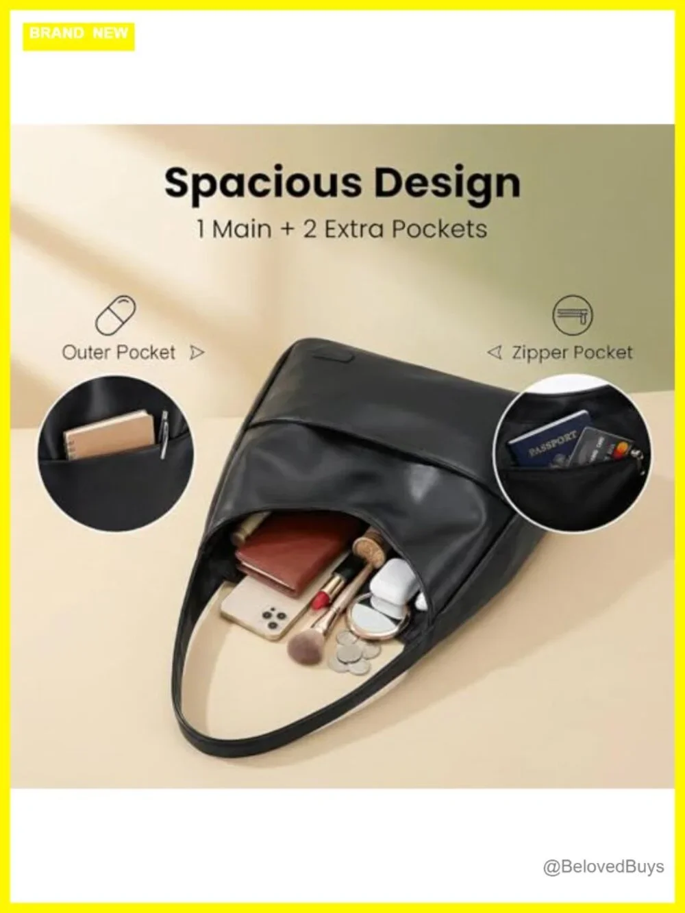 Faux Leather Hobo Tote Bag Set with Wide Strap for Work Travel